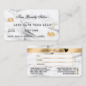 白モダン黒大理石金ゴールドギフトカード 名刺 (正面/裏面)