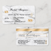 白モダン黒大理石金ゴールドクレジット 名刺 (正面/裏面)