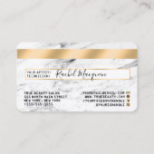 白モダン黒大理石金ゴールドクレジット 名刺 (裏面)