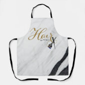 白モダン黒大理石金ゴールド美容師 エプロン (正面)