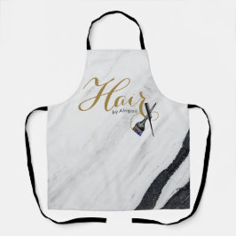 白モダン黒大理石金ゴールド美容師 エプロン