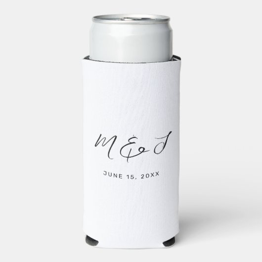 白モダン黒手文字結婚ズ スリム缶クーラー (Seltzer正面)