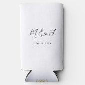 白モダン黒手文字結婚ズ スリム缶クーラー (正面)