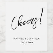 白モダン黒手文字結婚ズ ワインラベル (シングルラベル)