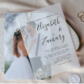 白モダン黒書道結婚 ベラム紙招待状