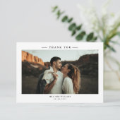 白モダン黒結婚写真 サンキューカード (スタンド正面)