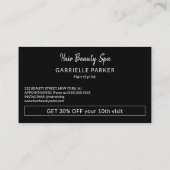 白モダン黒美しいサロンロイヤリティパンチ 名刺 (裏面)