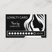 白モダン黒美しいサロンロイヤリティパンチ 名刺 (正面)