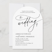 白モダン黒金ゴールドアーチ結婚式招待状 招待状 (正面)