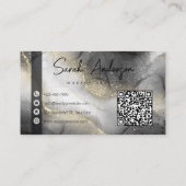 白モダン黒金ゴールドグリッター 名刺 (裏面)