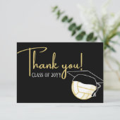 白モダン黒金ゴールドバレーボール サンキューカード (スタンド正面)