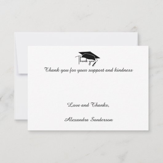 白モダン黒金ゴールド卒業 サンキューカード (裏面)