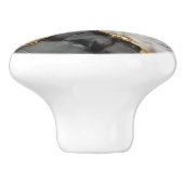 白モダン黒金ゴールド セラミックノブ (側面)