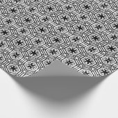 白モダン黒雪片レトロヴィンテージ模様 ラッピングペーパー (角)