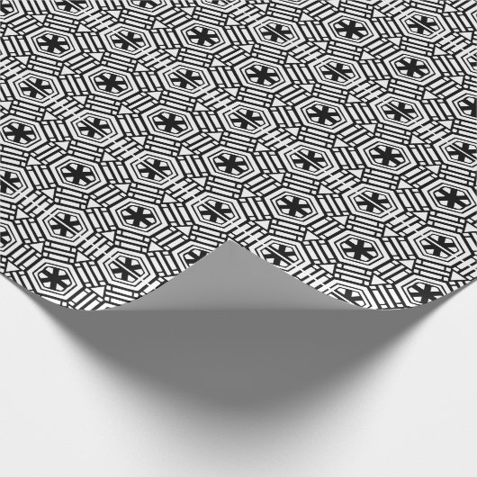 白モダン黒雪片レトロヴィンテージ模様 ラッピングペーパー (角)