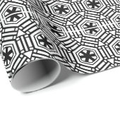 白モダン黒雪片レトロヴィンテージ模様 ラッピングペーパー (ロールコーナー)