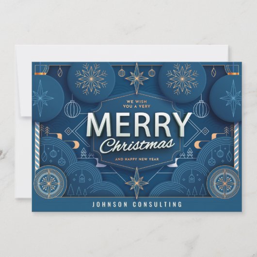 白モダン黒雪雪のクリスマス シーズンカード (正面)