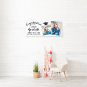 白モダン黒2枚フォト卒業バナー 横断幕 (インサイチュ)