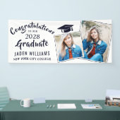 白モダン黒2枚フォト卒業バナー 横断幕 (トレードショー)