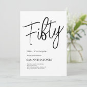 白モダン黒50歳の誕生日パーティー 招待状 (スタンド正面)