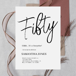 白モダン黒50歳の誕生日パーティー 招待状