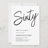 白モダン黒60歳の誕生日パーティー 招待状 (正面)