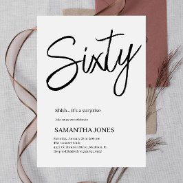 白モダン黒60歳の誕生日パーティー 招待状