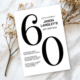 白モダン黒60th誕生日パーティー 招待状