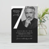 白モダン黒70thフォトバースデーパーティー 招待状 (スタンド正面)