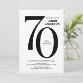 白モダン黒70th誕生日パーティー 招待状 (スタンド正面)