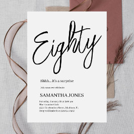 白モダン黒80歳の誕生日パーティー 招待状