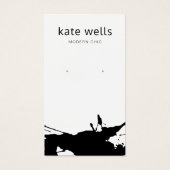 白モダン黒（ばちゃばちゃ）跳ねるイヤリング表示カード (正面)