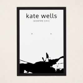 白モダン黒（ばちゃばちゃ）跳ねるイヤリング表示カード