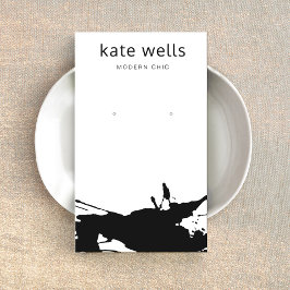 白モダン黒(ばちゃばちゃ)跳ねるイヤリング表示カード