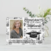 白モダン黒《写真》ぼけ味バブル写真卒業 招待状 (スタンド正面)