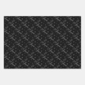 白モダン黒 – 雪を巻く紙に包む ラッピングペーパーシート (正面2)