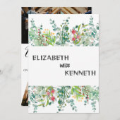 白モダン4グリッドフォト結婚ー 招待状 (正面/裏面)