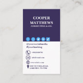 白モダン&ネイビープロフェッショナル事業写真 名刺 (裏面)