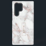 白モダン&バラ-金ゴールドフェイク大理石 SAMSUNG GALAXY S22 ULTRAケース<br><div class="desc">白モダンエレガントとバラの金ゴールドフェイク大理石のプリントと額縁モノグラム。</div>