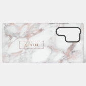 白モダン&バラ-金ゴールドフェイク大理石 SAMSUNG GALAXYケース (裏面横)