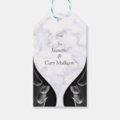 白モダン – 大理石ブラック抽象芸術ギフトラベル ギフトタグ (正面)