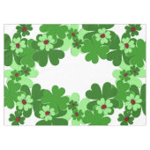 白モダン、緑、赤いテンジウムシ虫&クローバー テーブルクロス (正面(横))