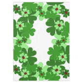 白モダン、緑、赤いテンジウムシ虫&クローバー テーブルクロス (正面)