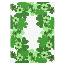 白モダン、緑、赤いテンジウムシ虫&クローバー テーブルクロス