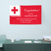 白モダン&赤十字ナースRn卒業 横断幕 (トレードショー)