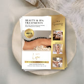 白モダン&金ゴールド美しいサロンロゴマーケティング チラシ