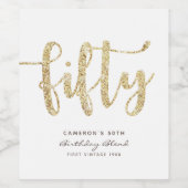 白モダン&金ゴールド50誕生日パーソナライズされた ワインラベル (シングルラベル)