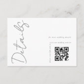 白モダンQRコード結婚の詳細 エンクロージャーカード (正面)