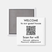 白モダンQRコードWifi情報Airbnbレンタル マグネット (正面/裏面)