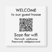 白モダンQRコードWifi情報Airbnbレンタル マグネット (正面)